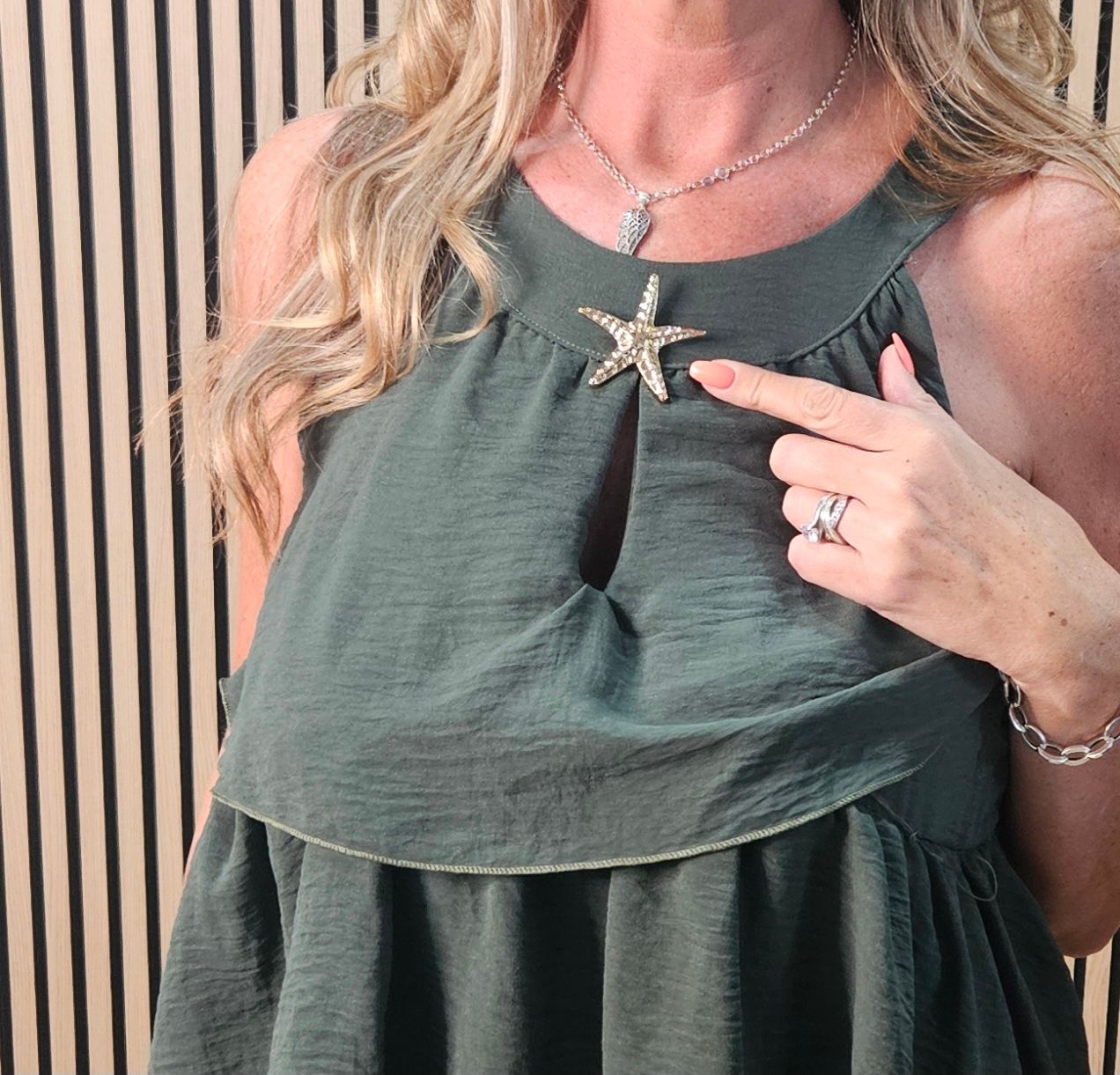 Layered Frill Swing Dress – Khaki