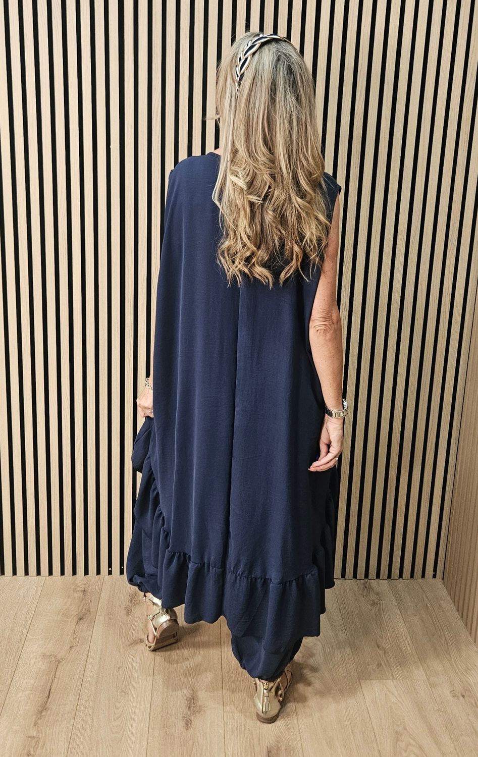 Charlie Frill Tunic &amp; Harem Trouser Co-Ord Set - Navy