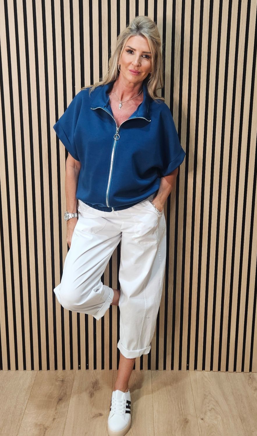 Cropped Zip-Up Jacket – Petrol