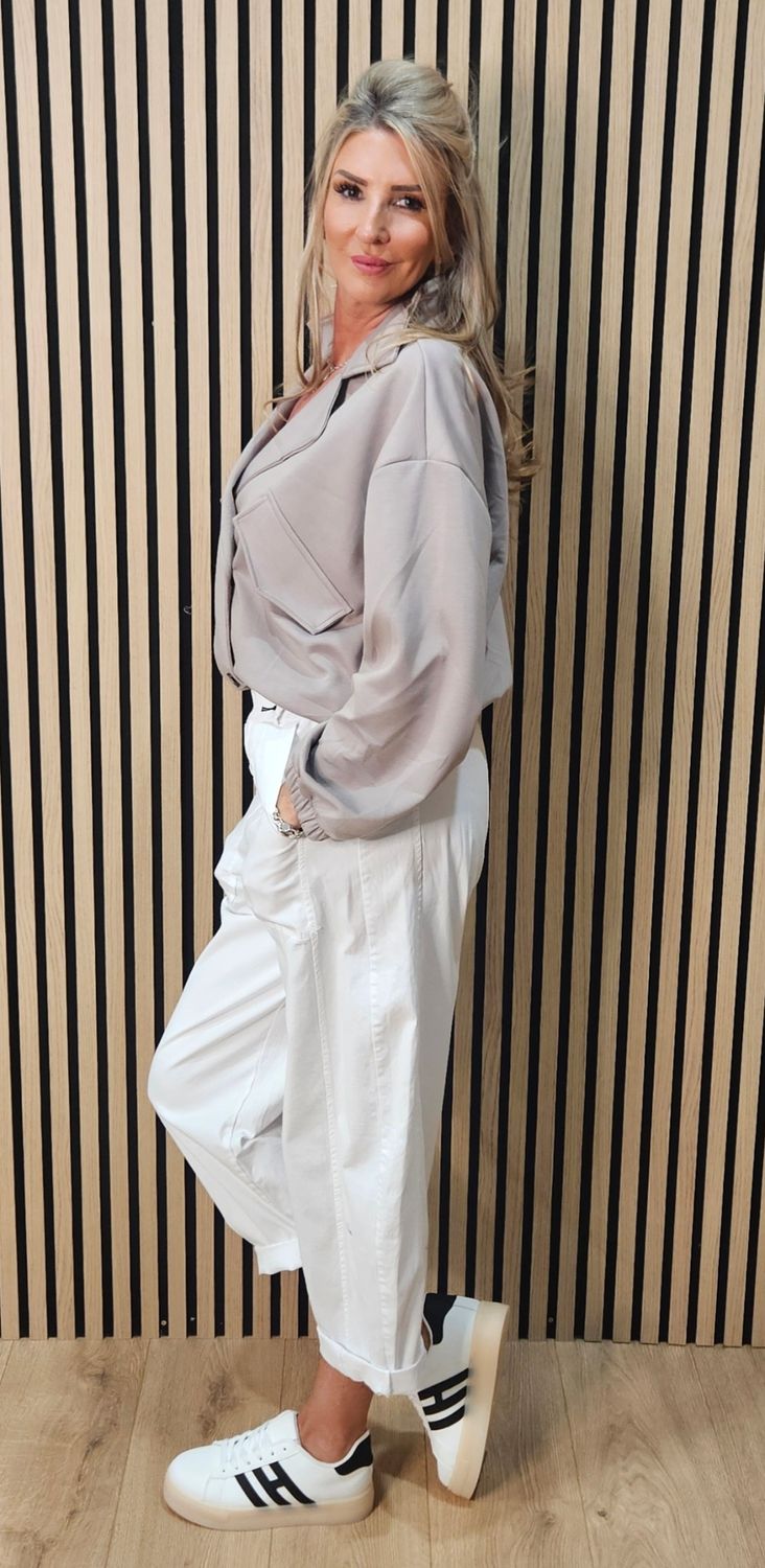 Double Breasted Soft Touch Jacket – Stone