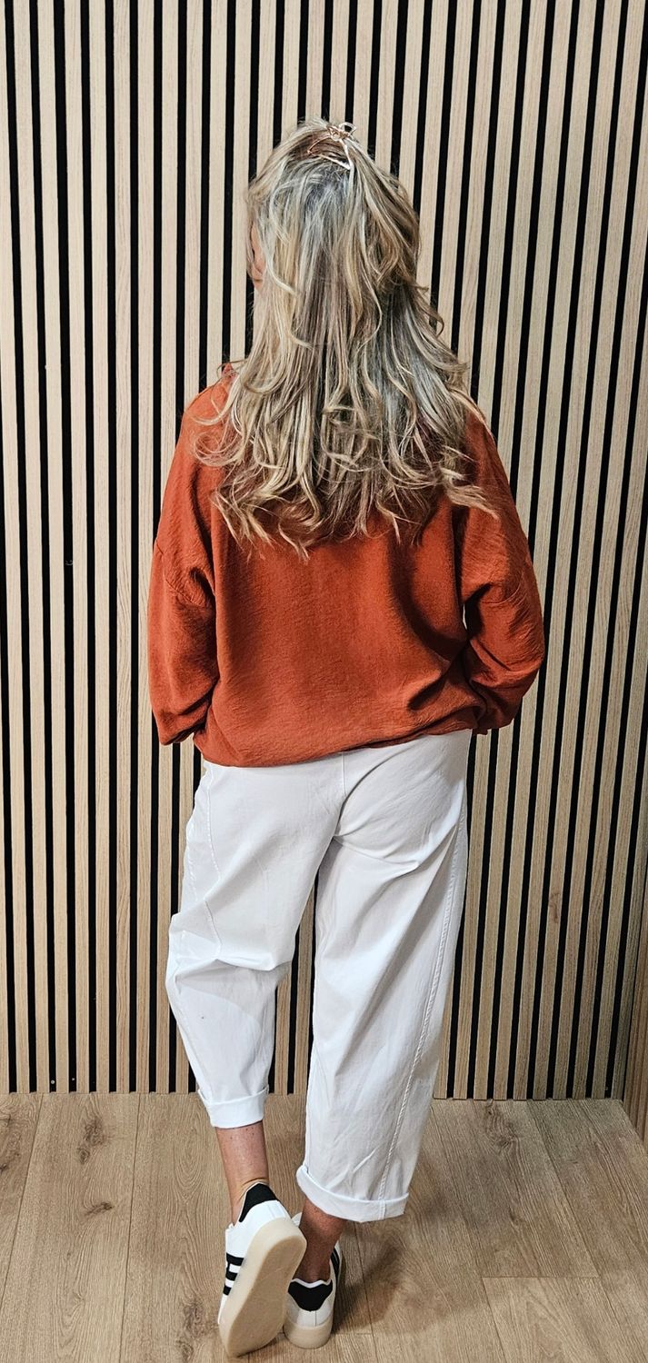Broderie Hooded Shirt – Rust