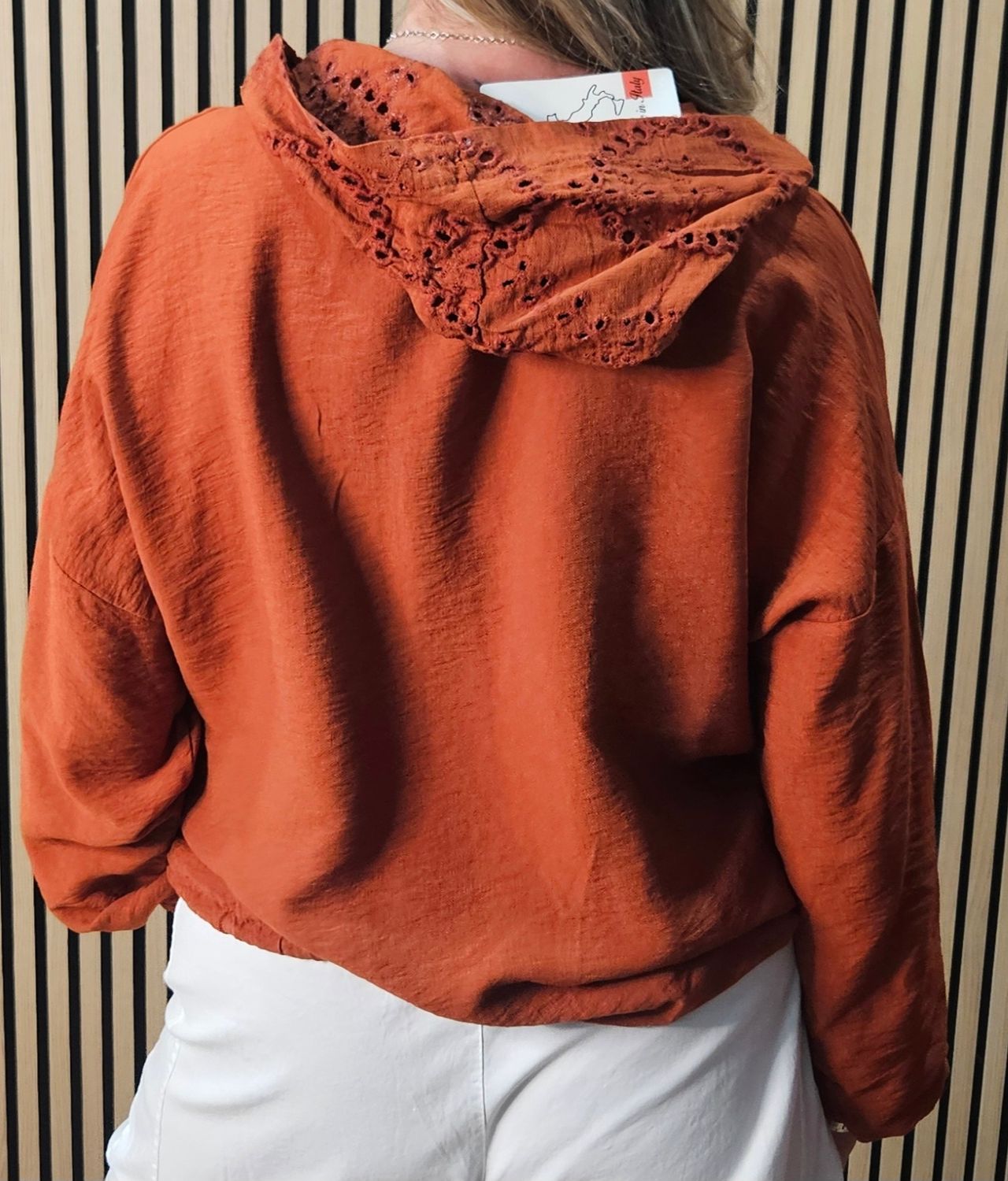 Broderie Hooded Shirt – Rust