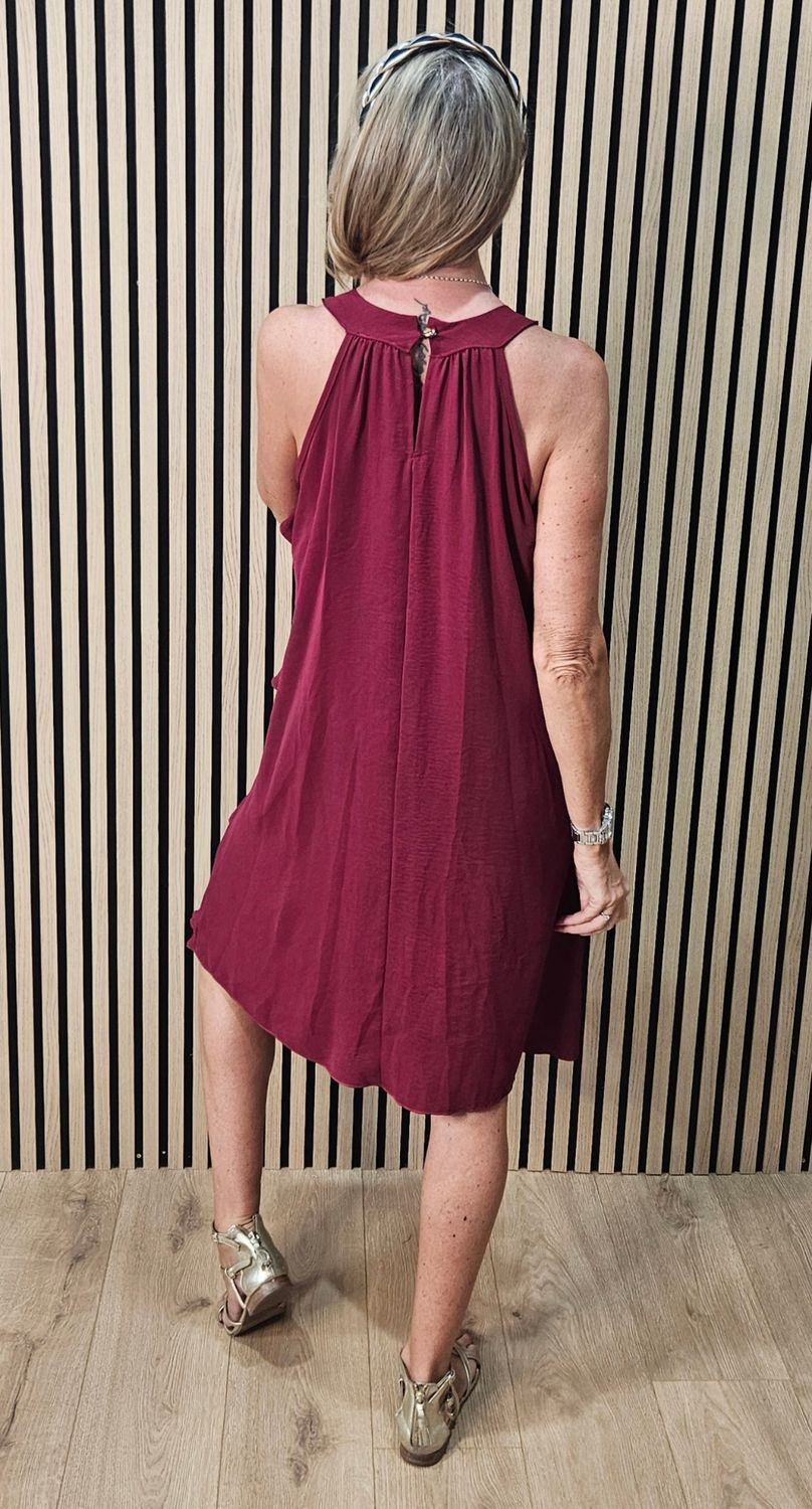 Layered Frill Swing Dress – Oxblood