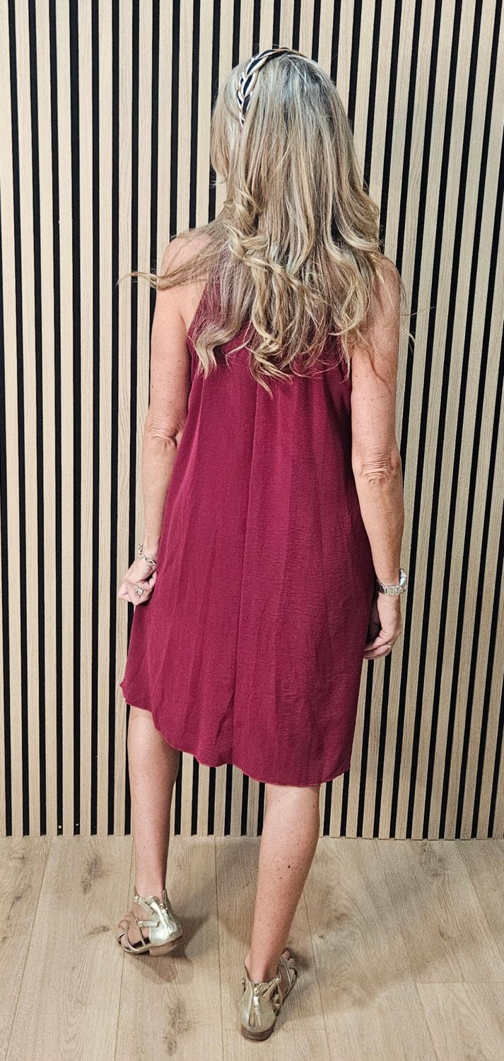Layered Frill Swing Dress – Oxblood