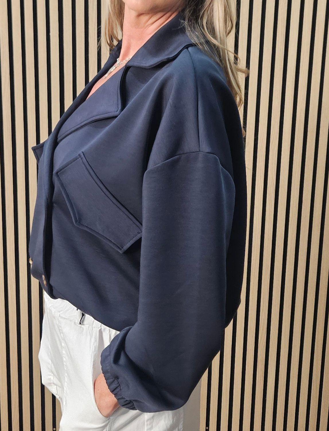 Double Breasted Soft Touch Jacket – Navy