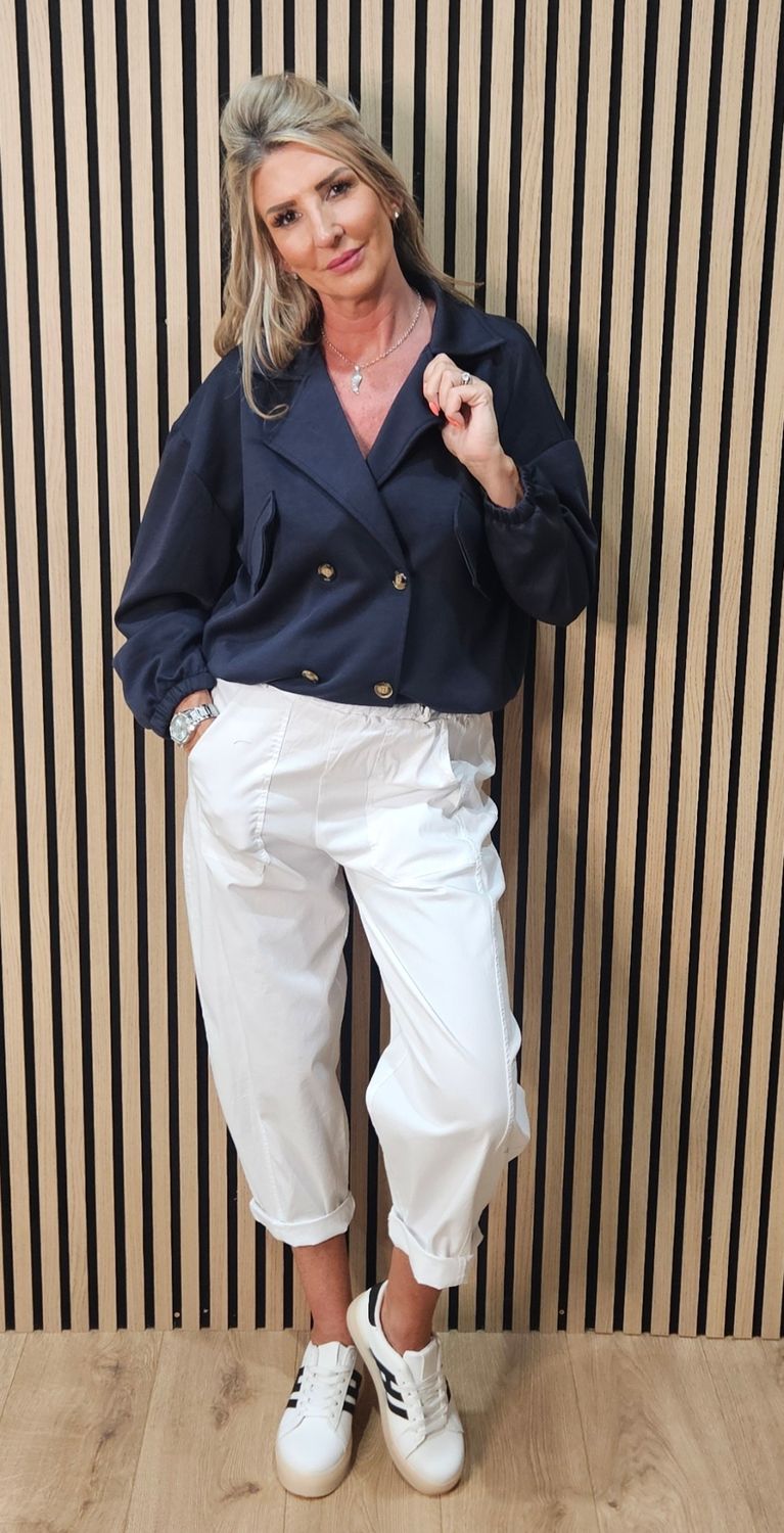 Double Breasted Soft Touch Jacket – Navy