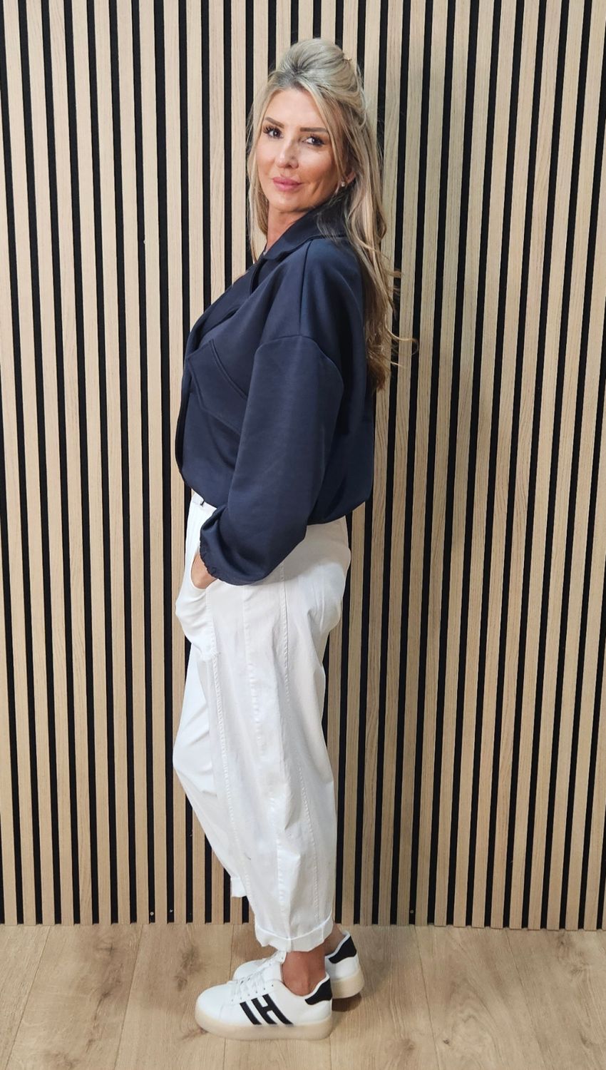 Double Breasted Soft Touch Jacket – Navy