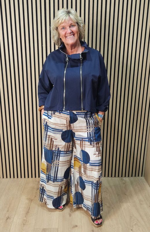 Abstract Print Wide Leg Cotton Trousers Abstract Print Wide Leg Cotton Trousers