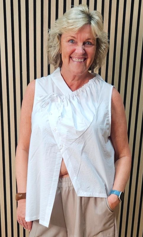 Asymmetric Tie Neck Sleeveless Blouse