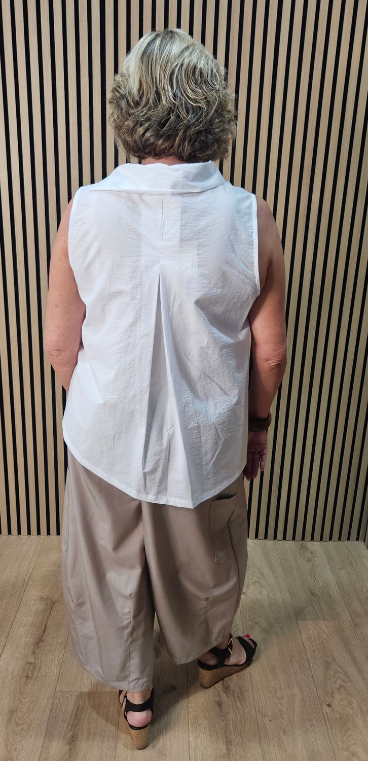 Asymmetric Tie Neck Sleeveless Blouse