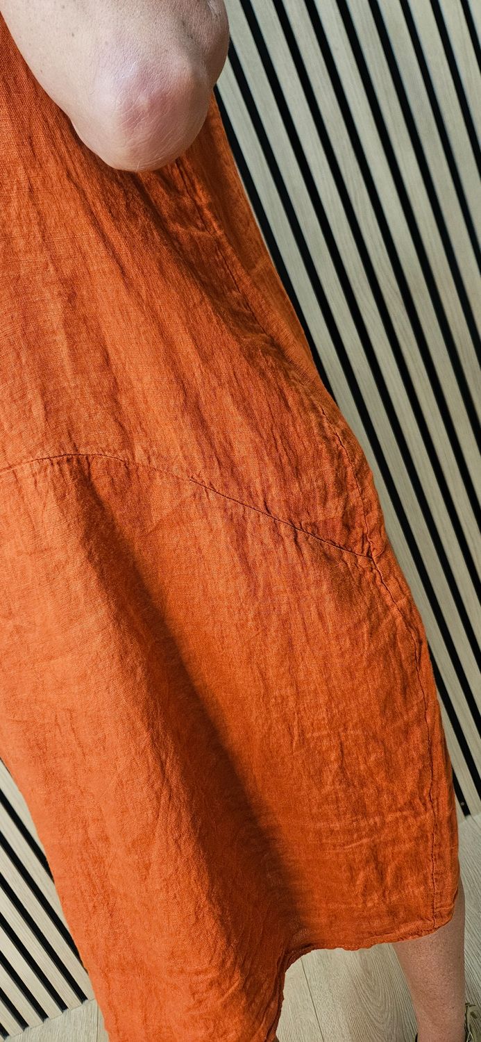 Pure Linen Drawstring Pocket Dress