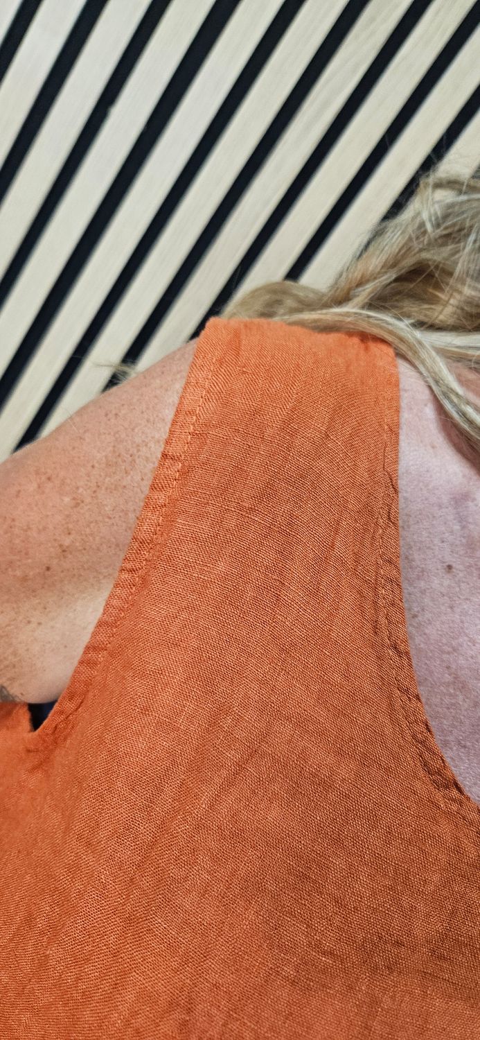 Pure Linen Drawstring Pocket Dress