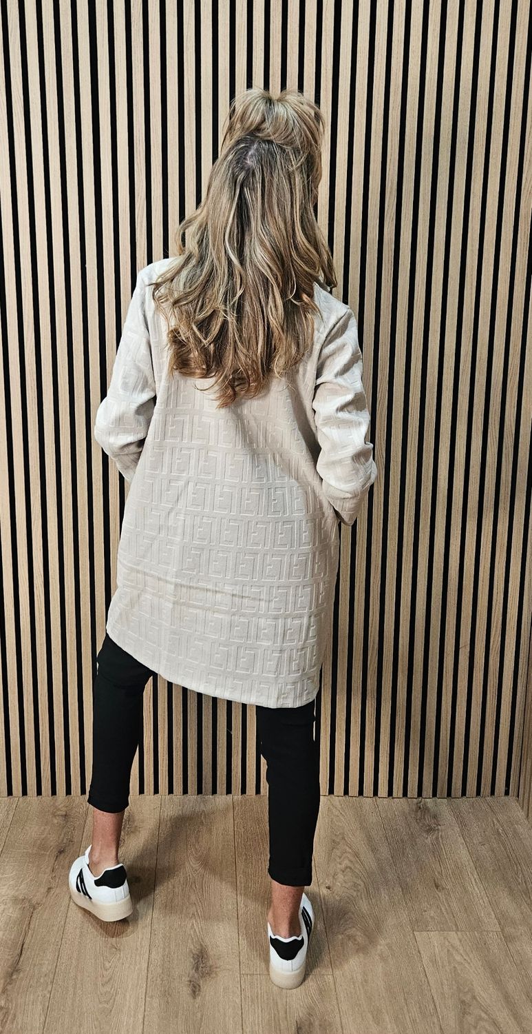 Embossed Double-Breasted Coat – Stone