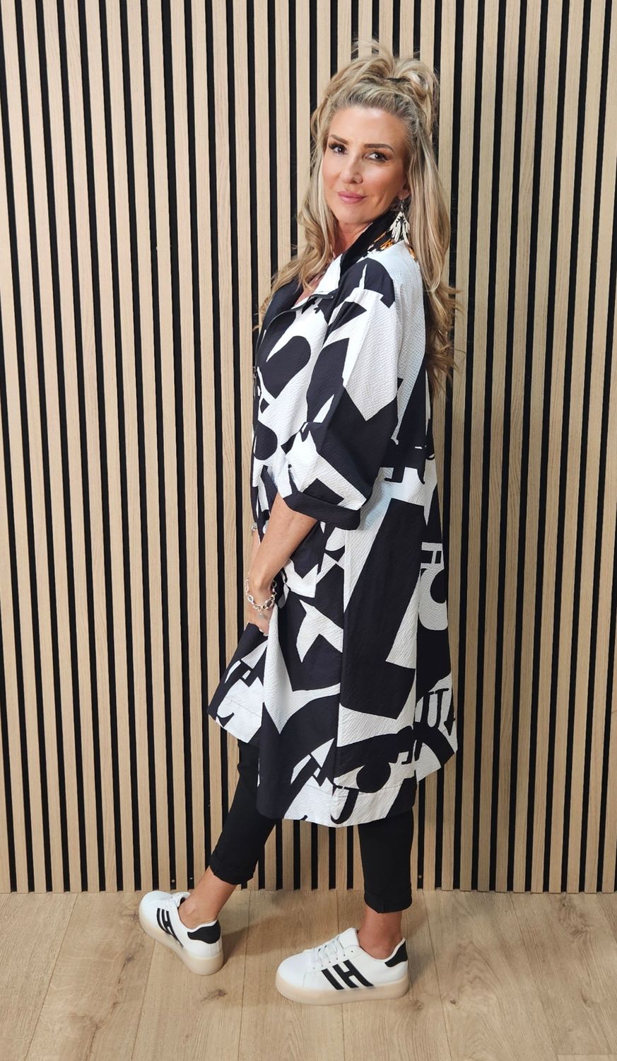 FLY - Abstract Print Zip Coat