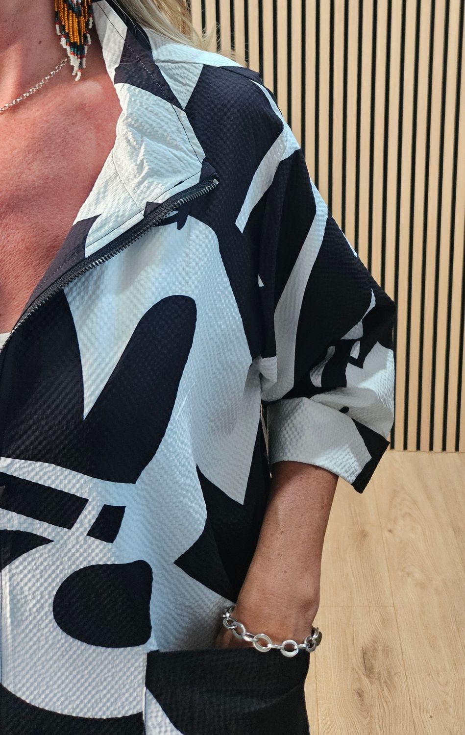 FLY - Abstract Print Zip Coat