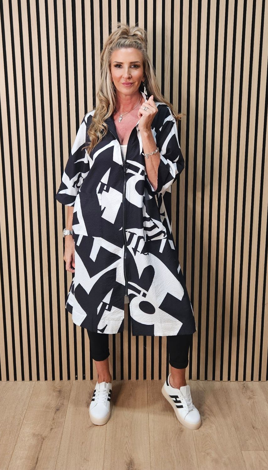 FLY - Abstract Print Zip Coat