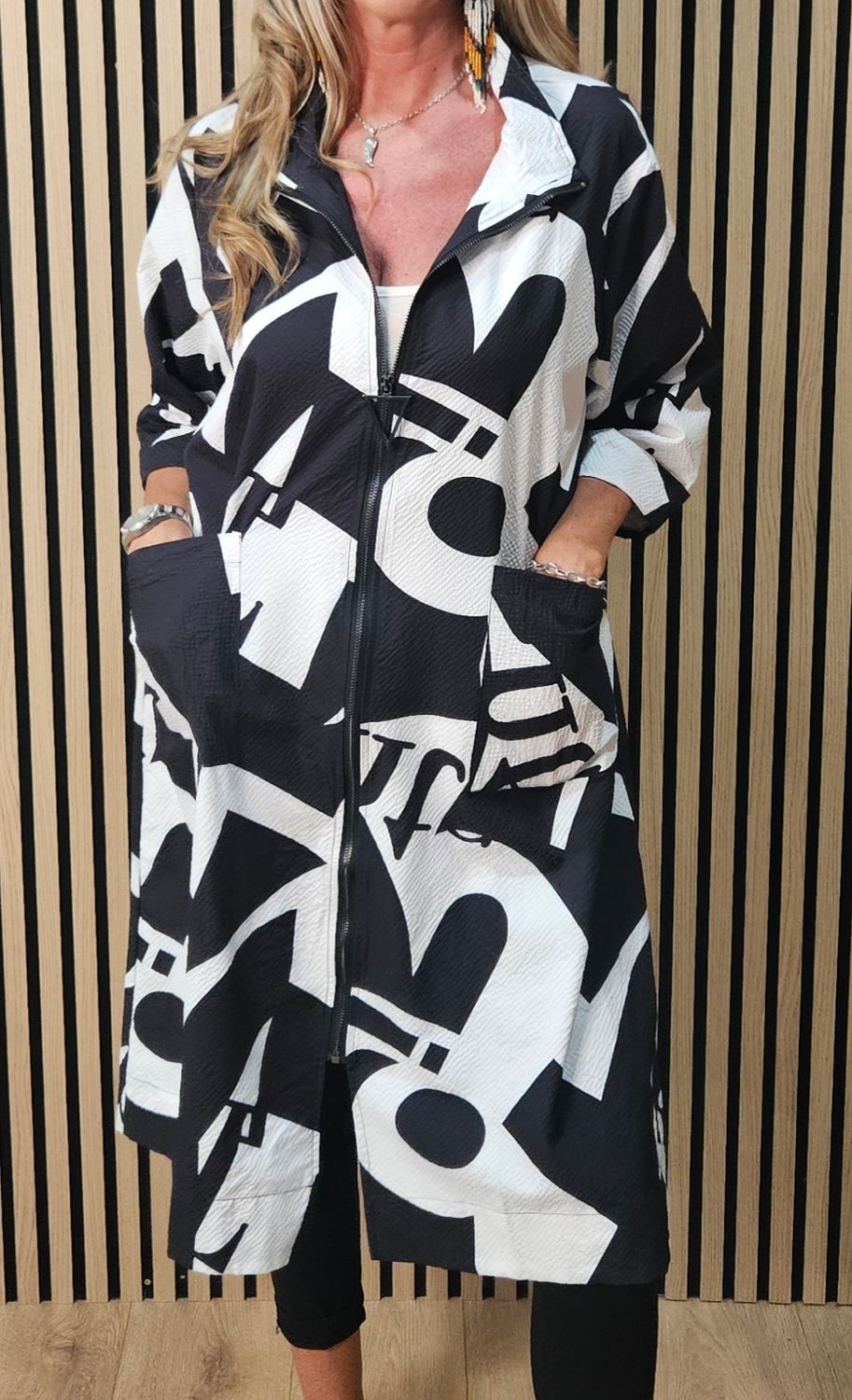 FLY - Abstract Print Zip Coat