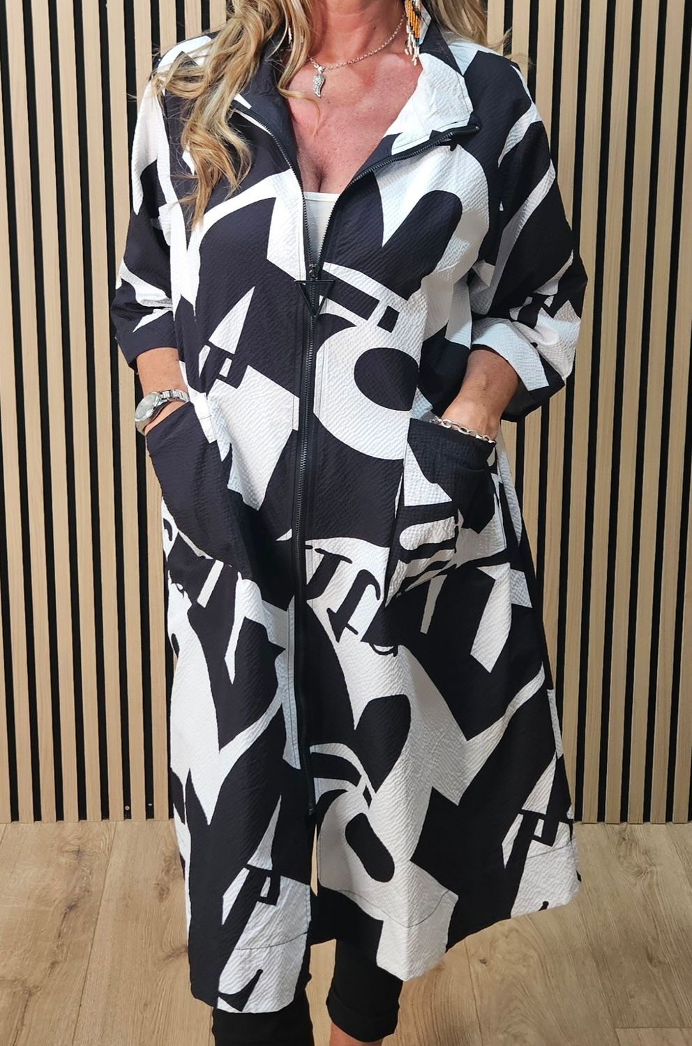 FLY - Abstract Print Zip Coat