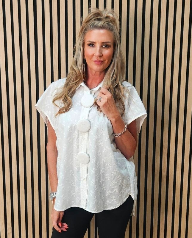 Embroidered Cotton Oversized Blouse
