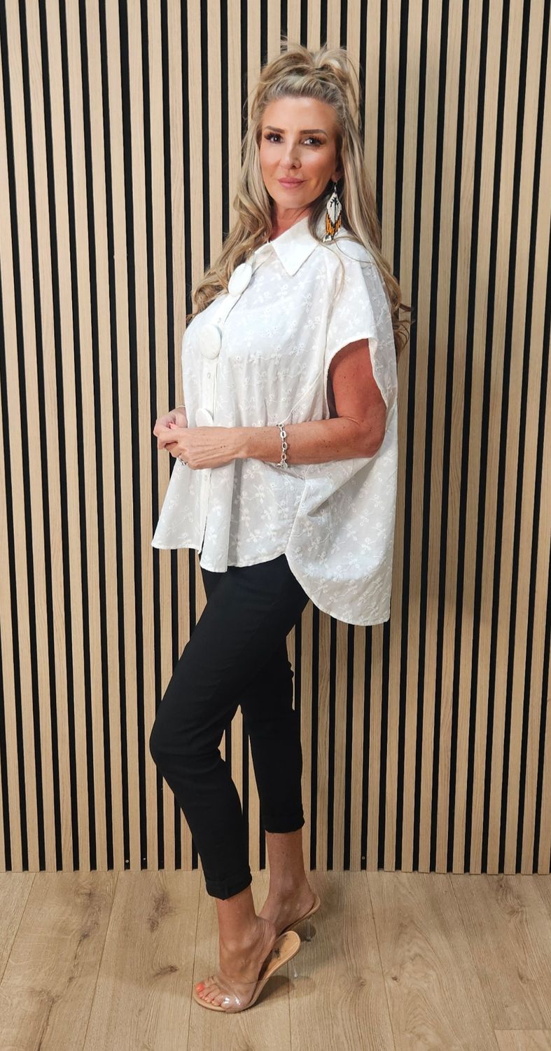 Embroidered Cotton Oversized Blouse