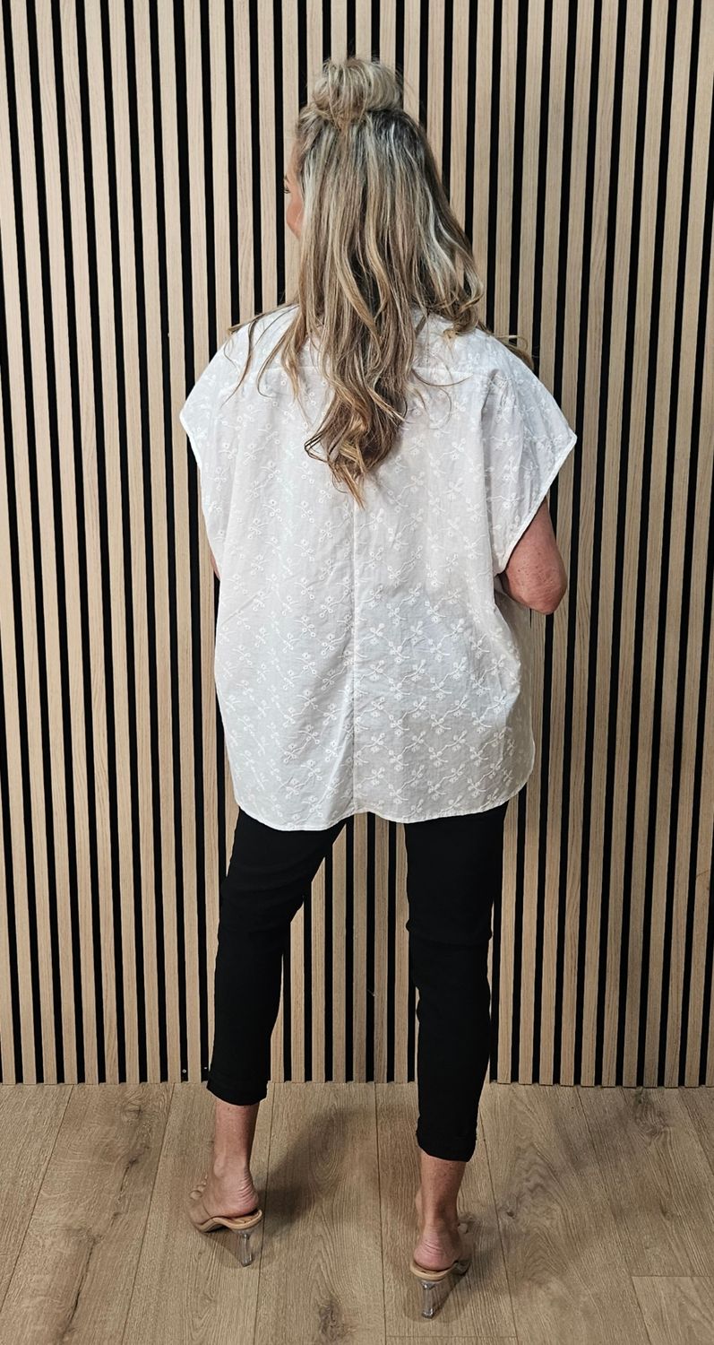 Embroidered Cotton Oversized Blouse