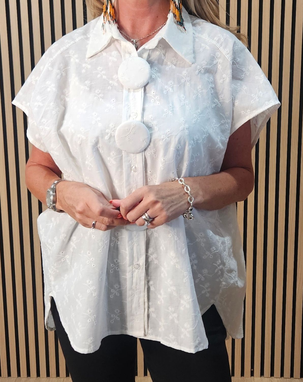Embroidered Cotton Oversized Blouse