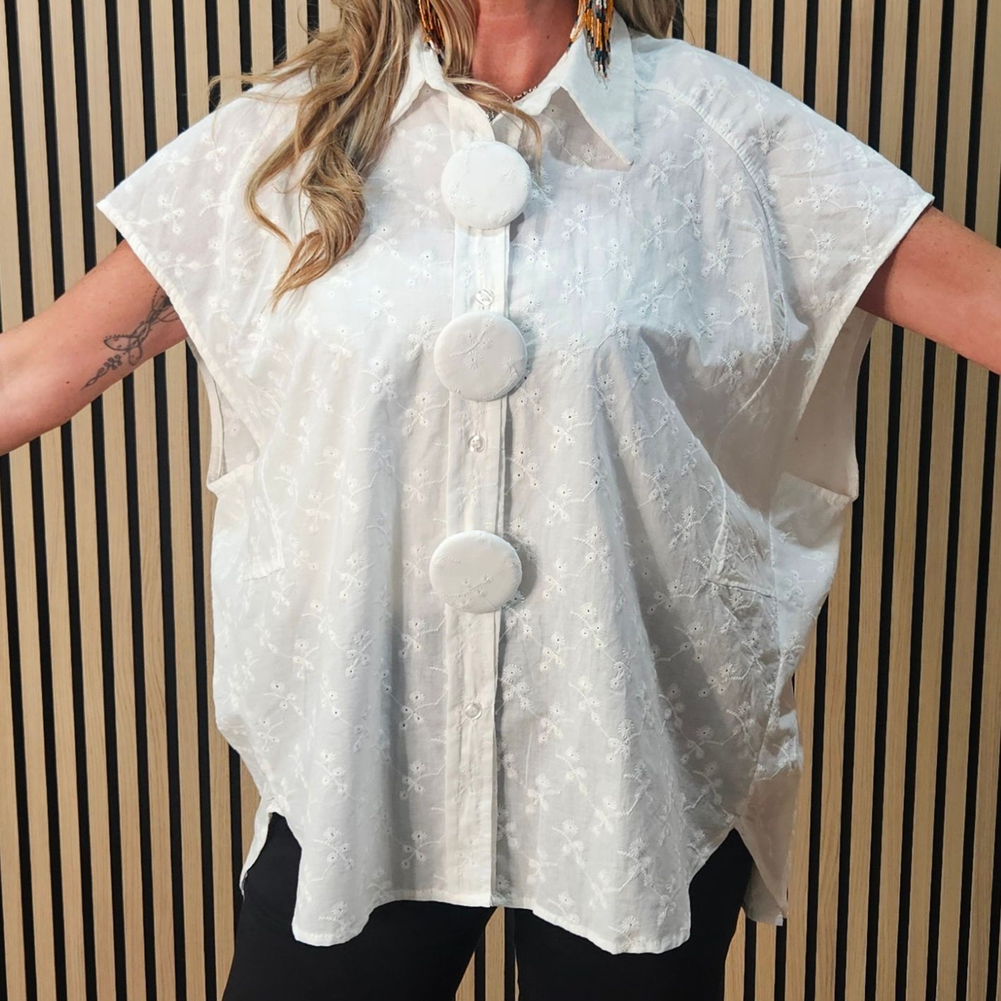 Embroidered Cotton Oversized Blouse