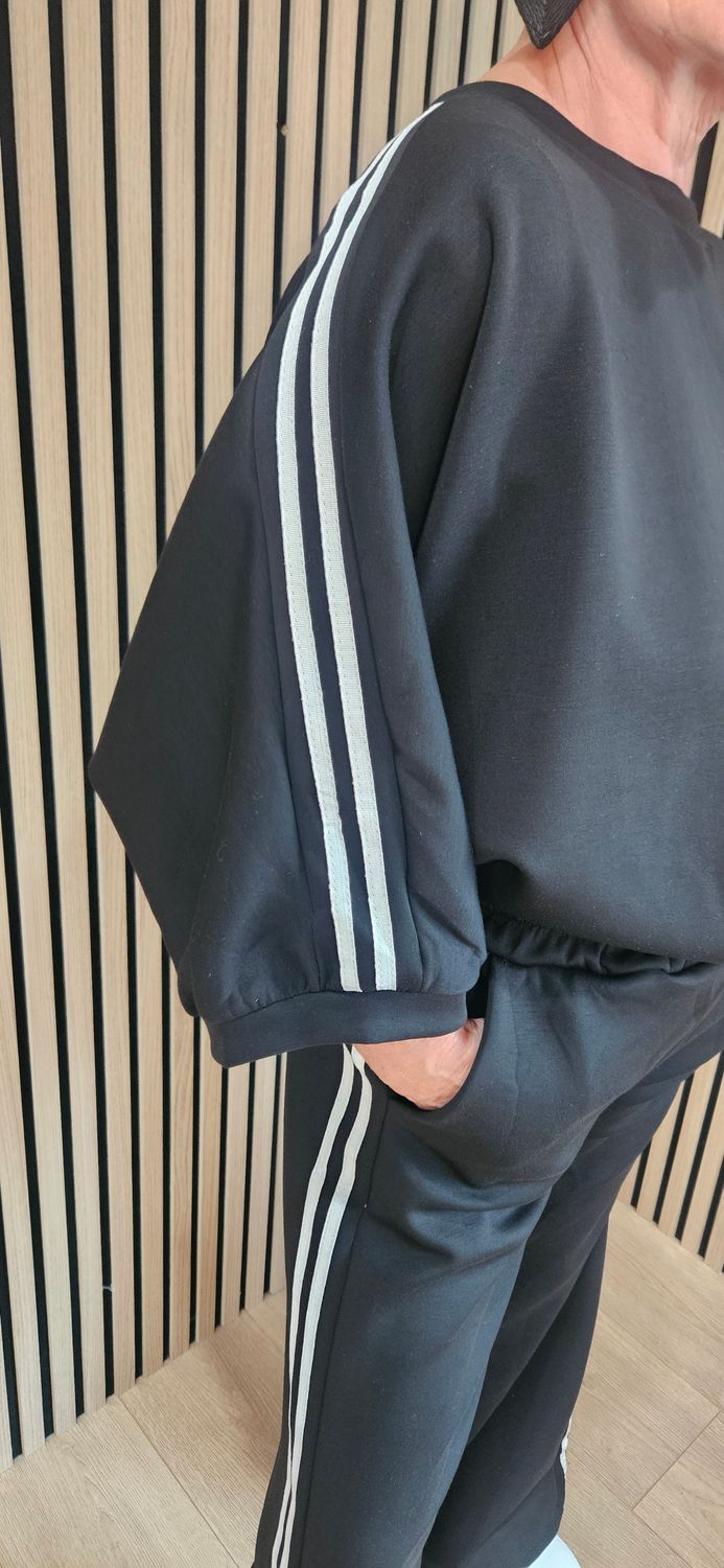 Stripe Detail Lounge Co-Ord Set - Black