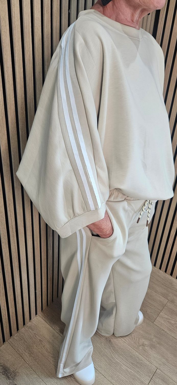 Stripe Detail Lounge Co-Ord Set –Cream