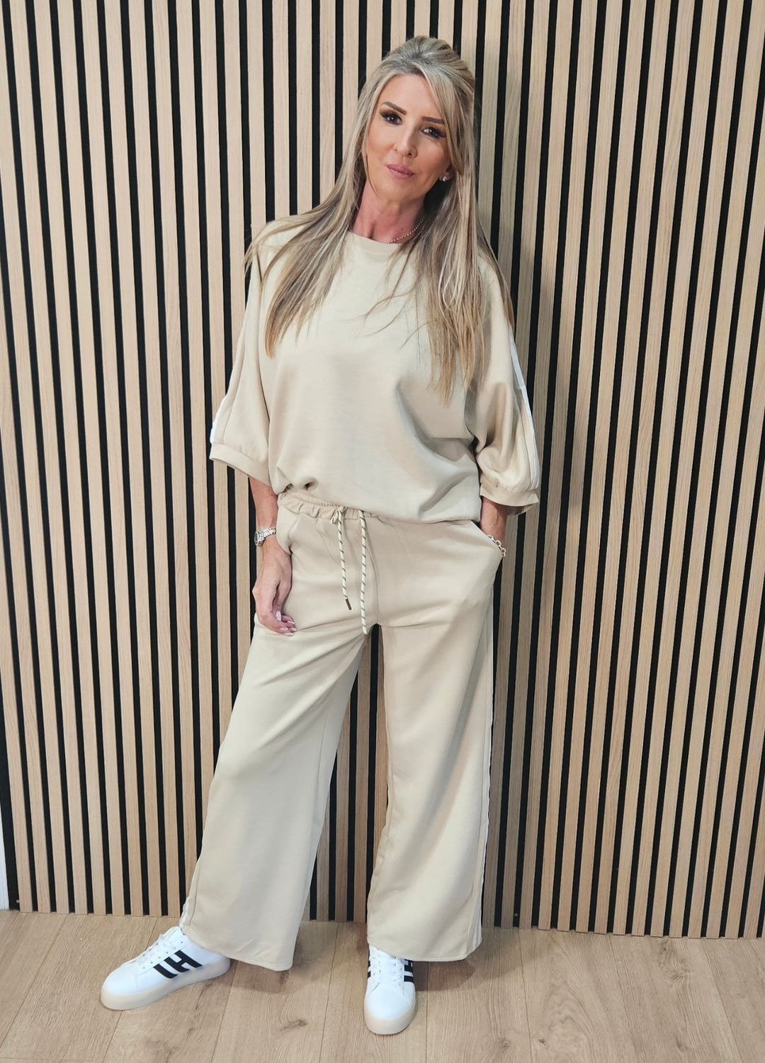 Stripe Detail Lounge Co-Ord Set –Cream