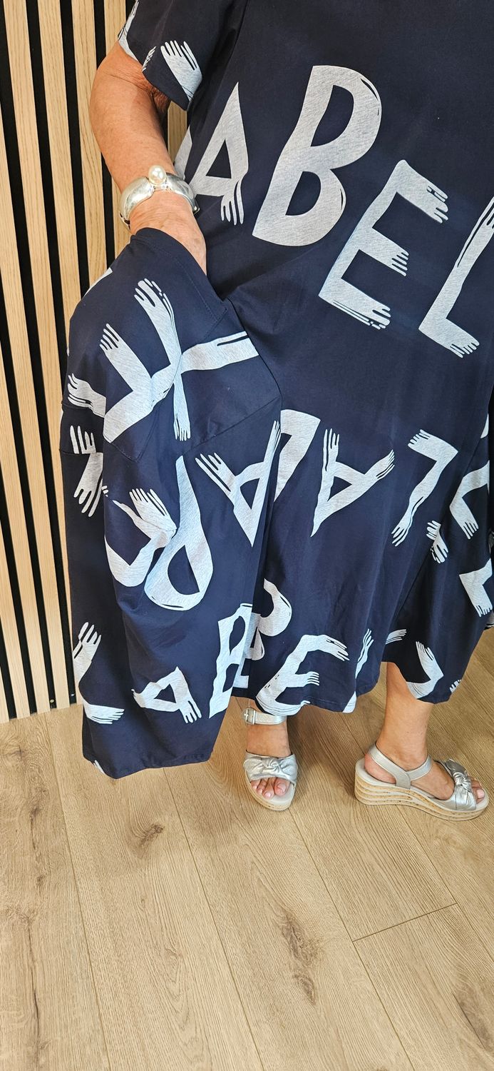 Abstract Bubble Hem Pocket Dress