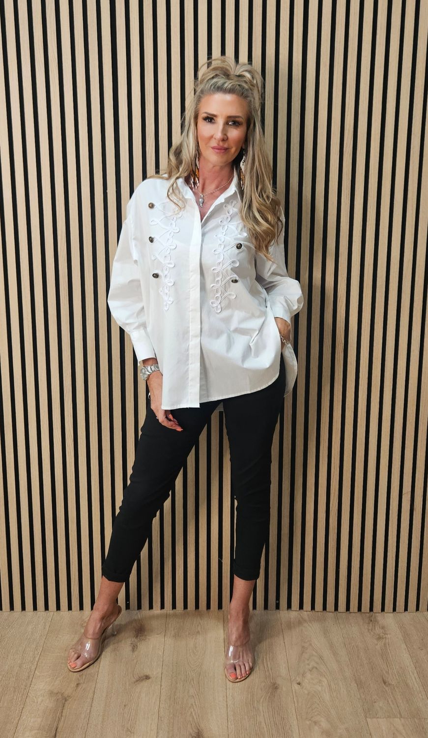 Military Detail Cotton Shirt