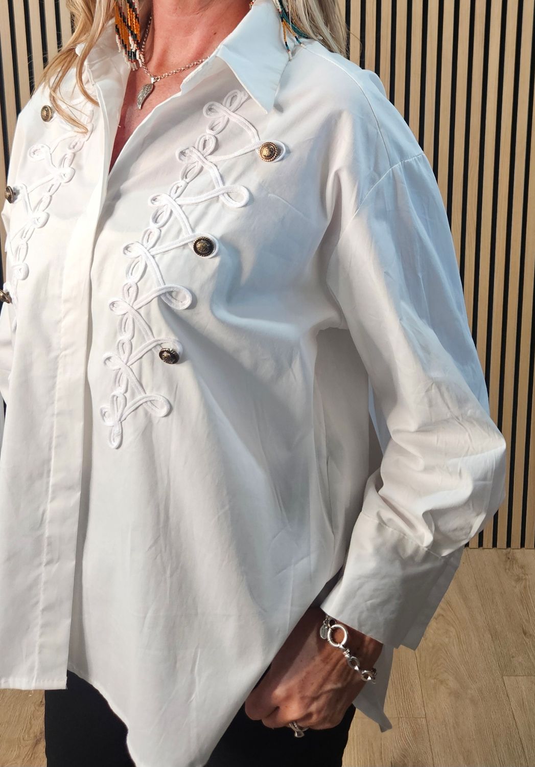 Military Detail Cotton Shirt