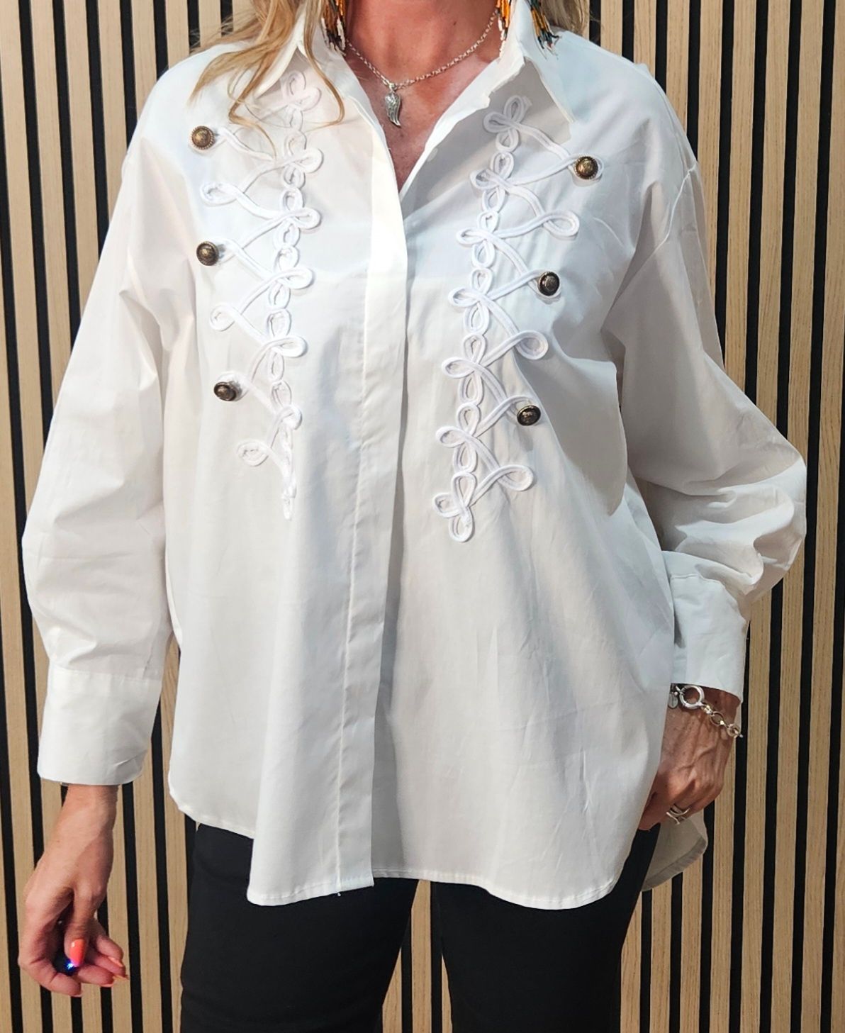 Military Detail Cotton Shirt