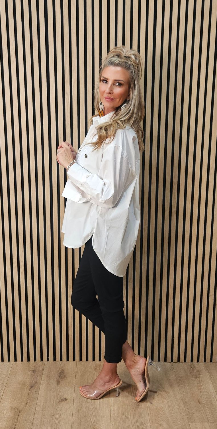 Military Detail Cotton Shirt