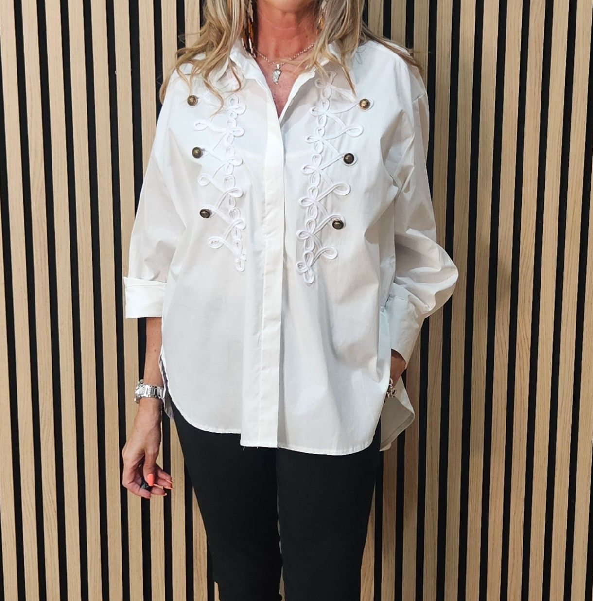 Military Detail Cotton Shirt
