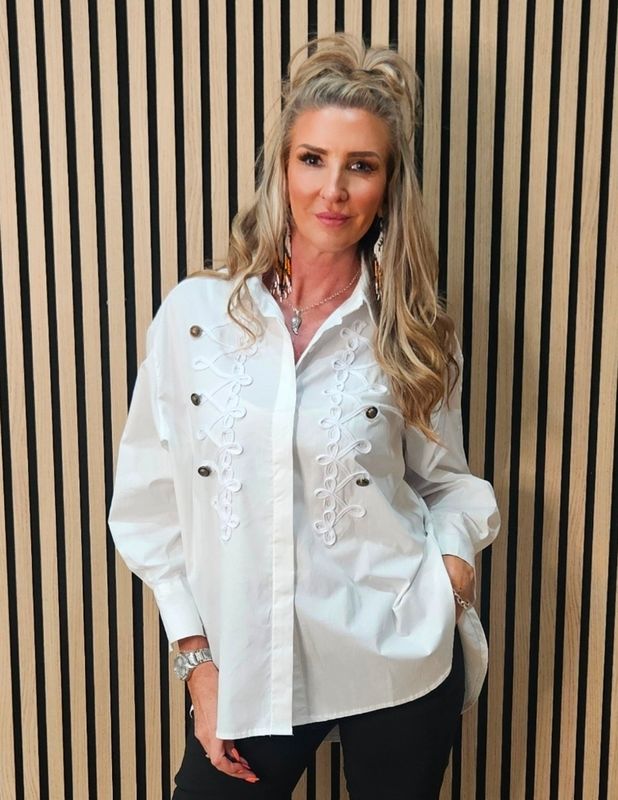Military Detail Cotton Shirt