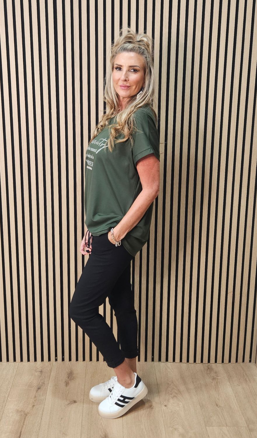 Beauty Slogan Drawstring Top