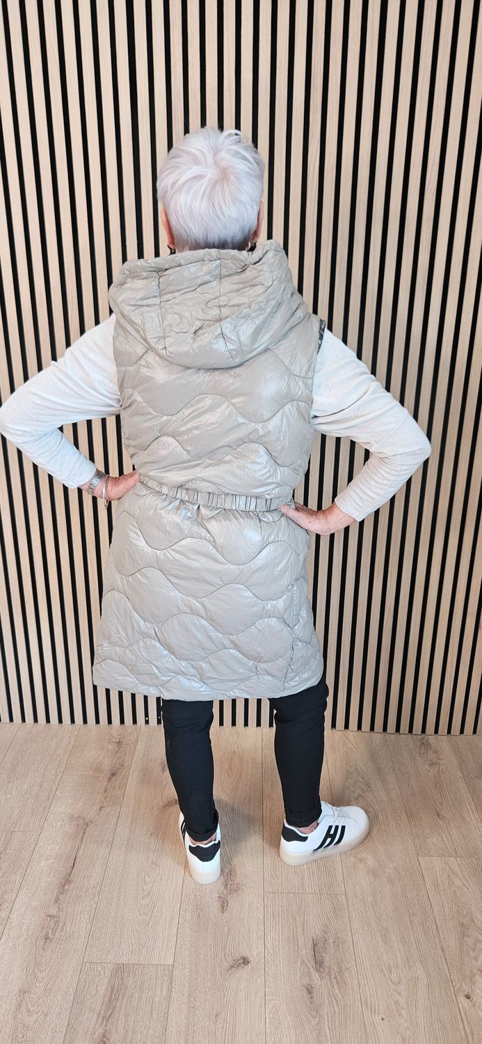 Hooded Quilted Longline Gilet
