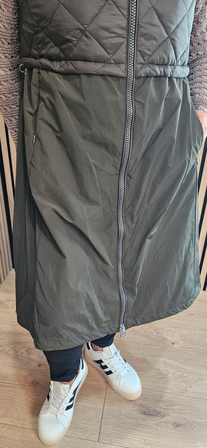 Longline Quilted Gilet – Khaki