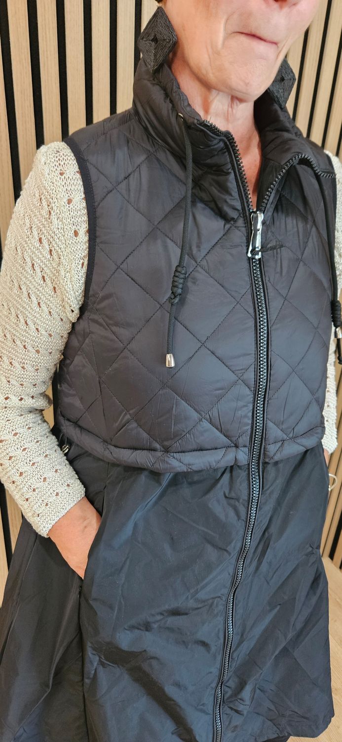 Longline Quilted Gilet - Black
