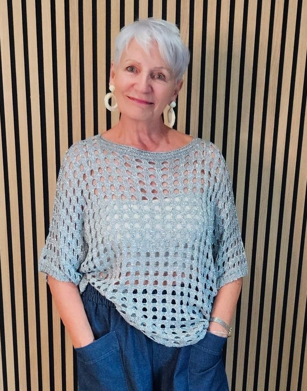 Silver Shimmer Open Knit Jumper
