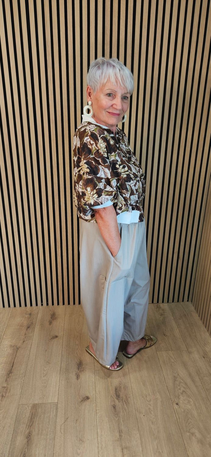 Military Style Floral Cotton Zip Jacket