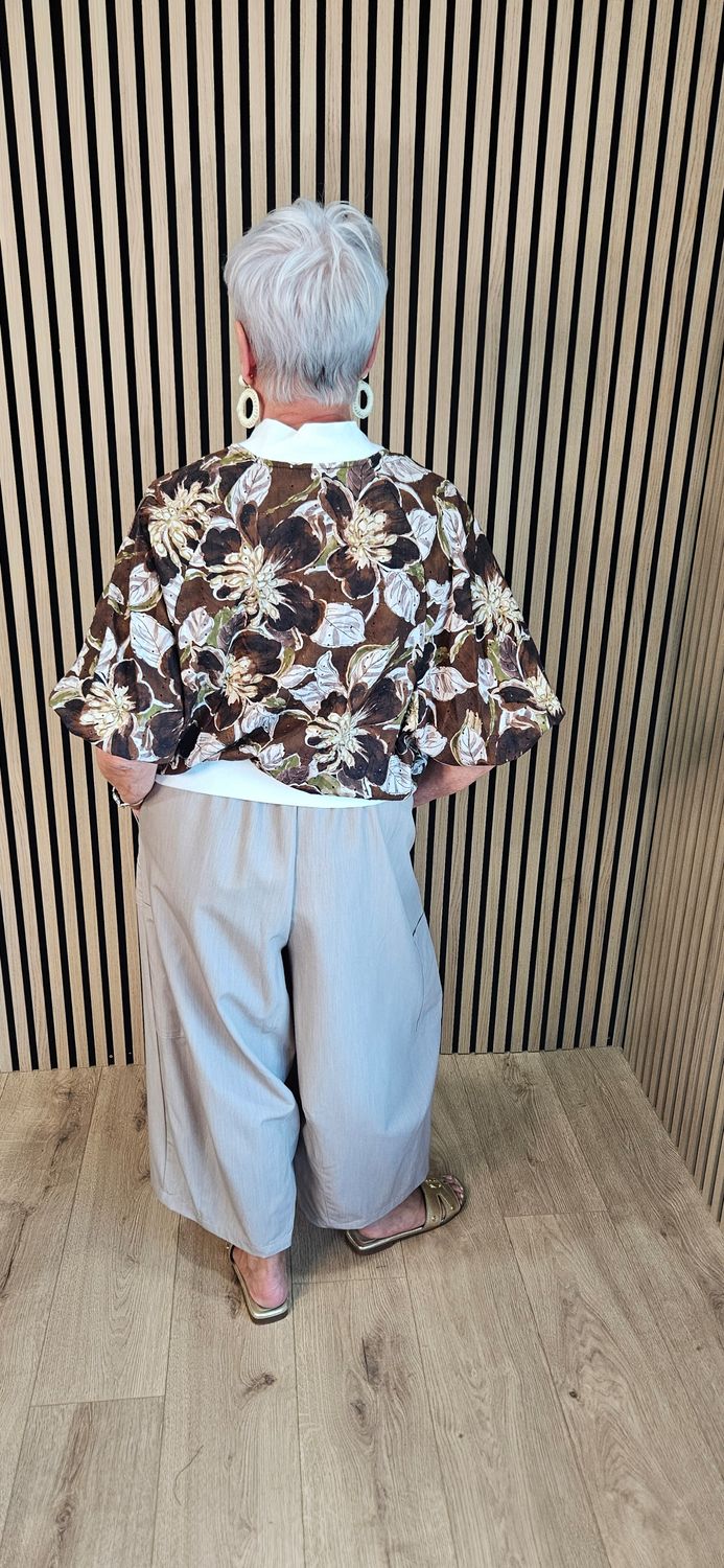 Military Style Floral Cotton Zip Jacket