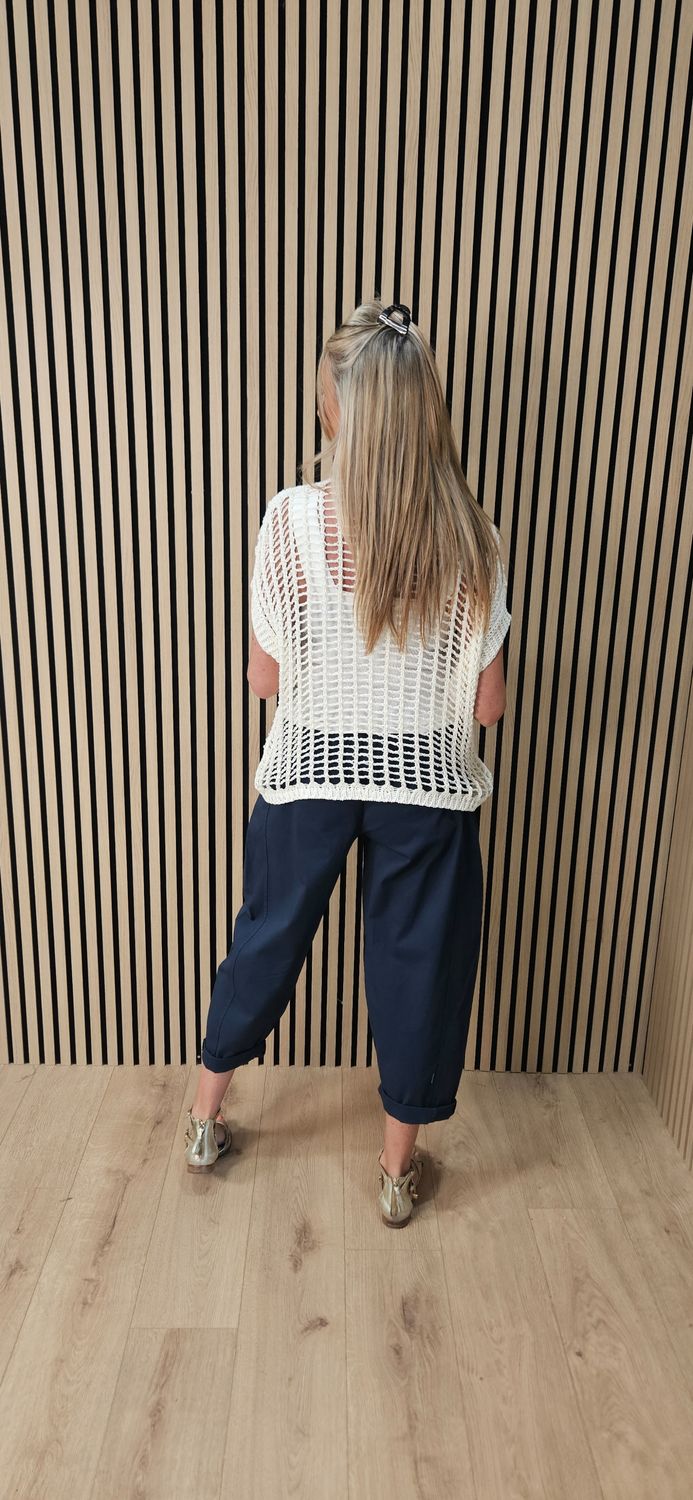 Open Knit Button Front Cardigan
