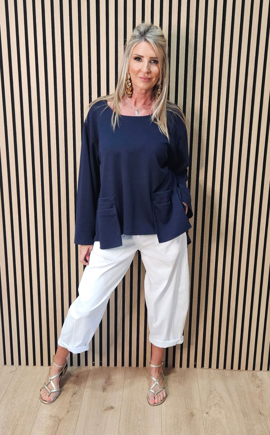 Oversized Pocket Detail Top