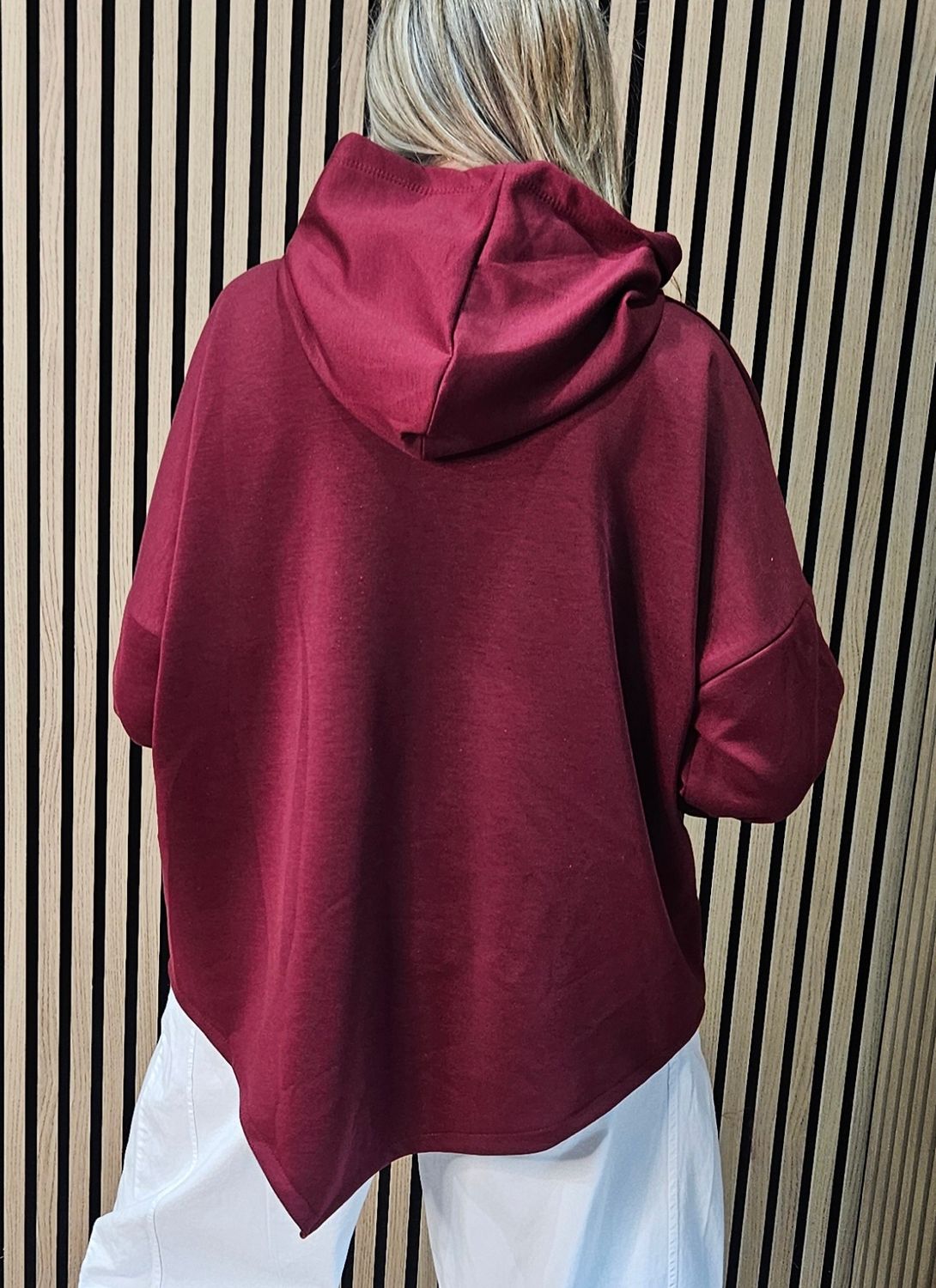 Abstract Face Zip Detail Hooded Top