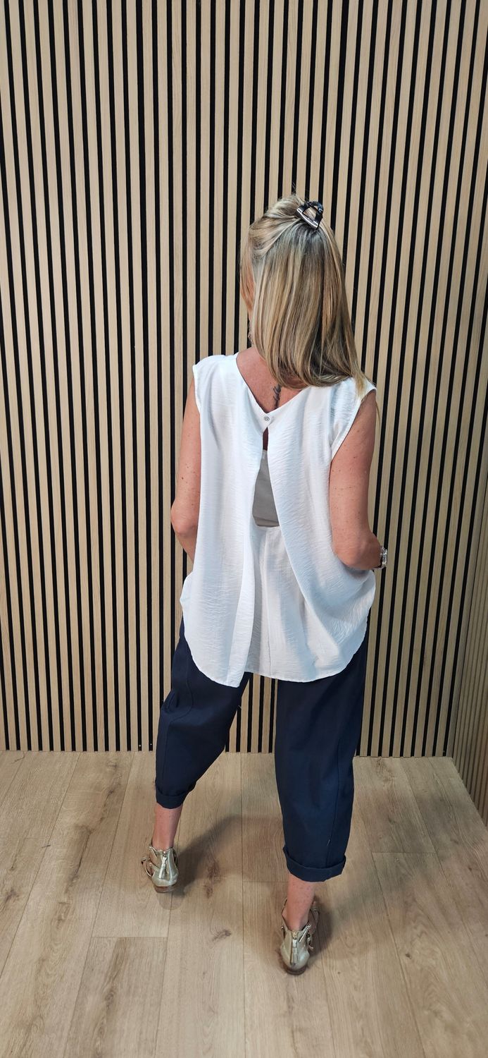 Sleeveless V-Neck Back Detail Top