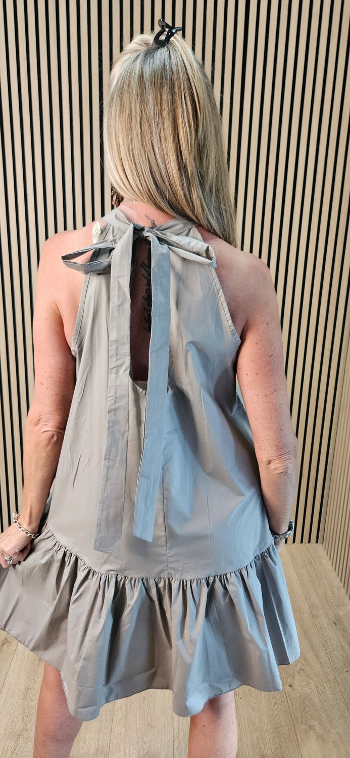 Cotton Halterneck Frill Hem Dress