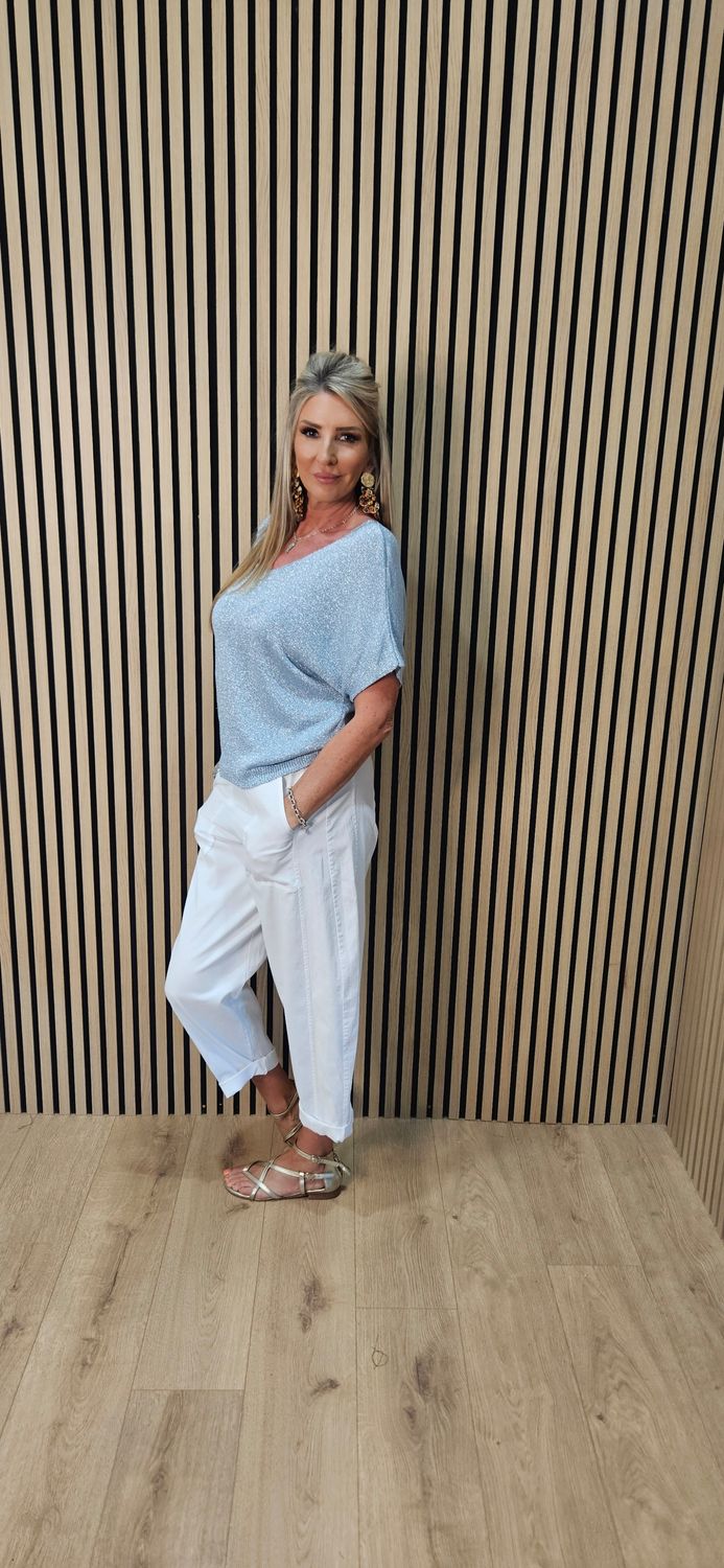 Shimmer Button Back Knit Jumper